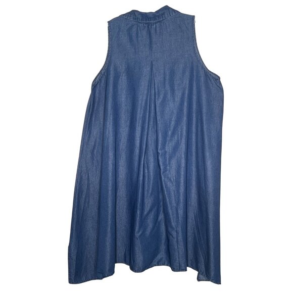 Mie Gabriele 1X Sleeveless Denim Tunic ShirtDress Button Front Closure Y2K - Picture 2 of 16